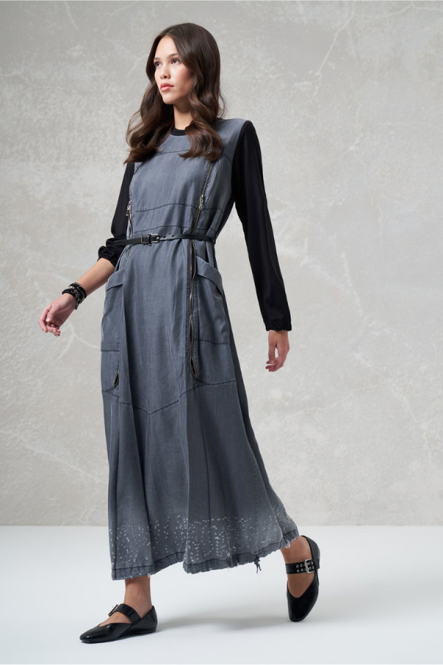 Misswhence Tencel Denim Dress Gray 35807