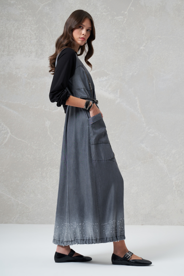Misswhence Tencel Kot Elbise Lacivert 35807