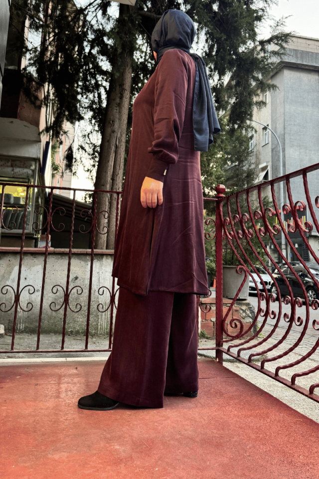 Miss Dalida A Kesim Cupro Tunik Bordo T25K-6004