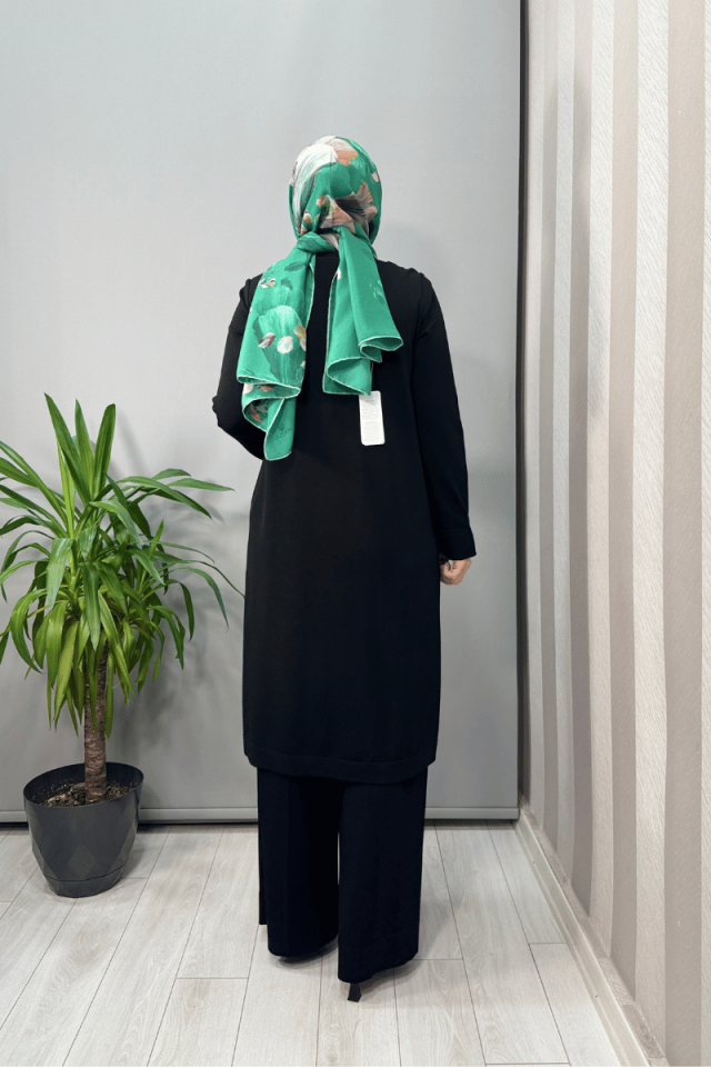 Miss Dalida Fermuar Detaylı Triko Tunik Siyah T25Y-6017