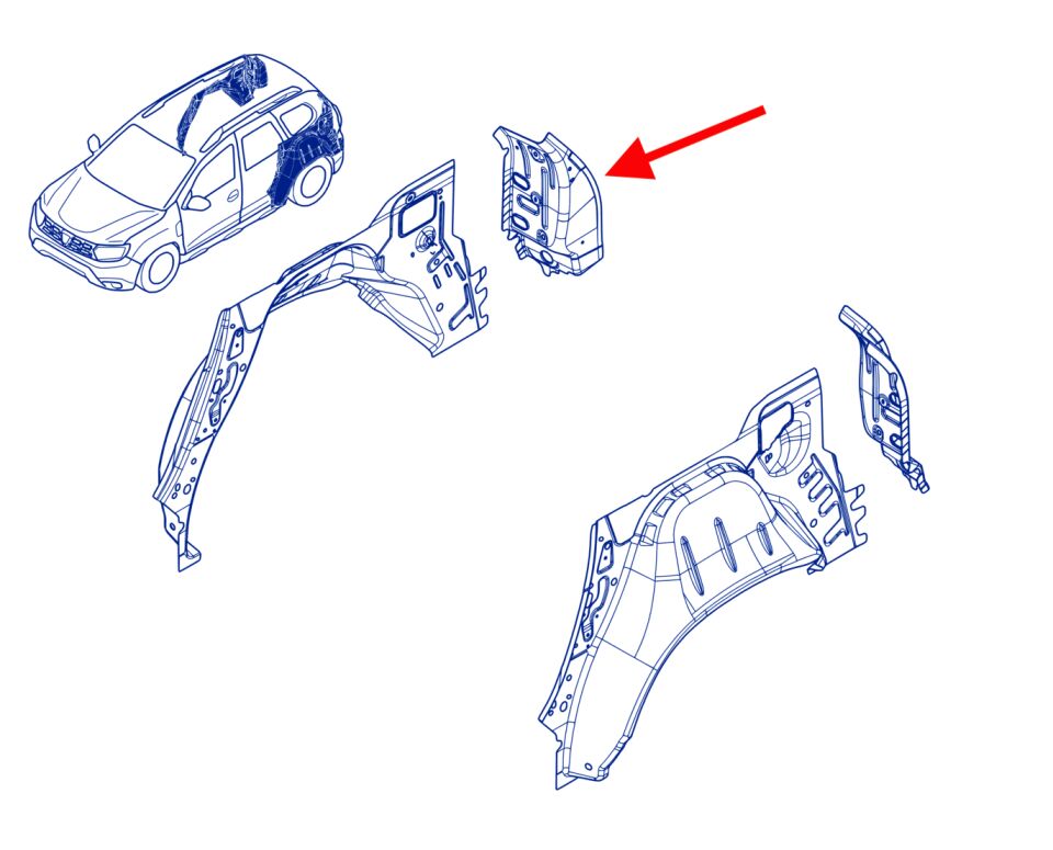 Dacia Duster 2-II Sağ Stop İç Sacı 2018-> 781401966R - Renault Mais