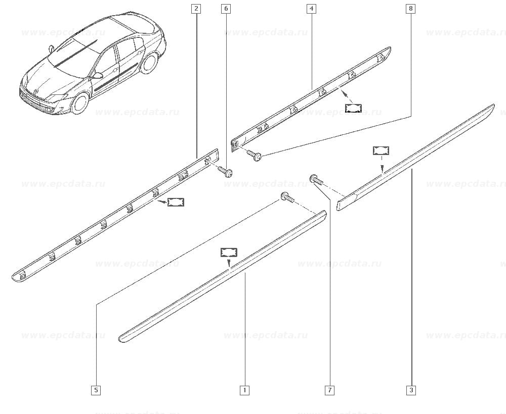 Laguna 3 Laguna III Arka Kapı Çıtası Bandı Sağ 828200143R -Renault Mais