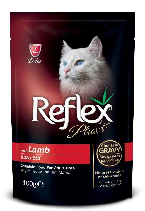 Reflex Plus Pouch Sos İçinde Parça Kuzu Etli Yetişkin Kedi Konservesi 100gr