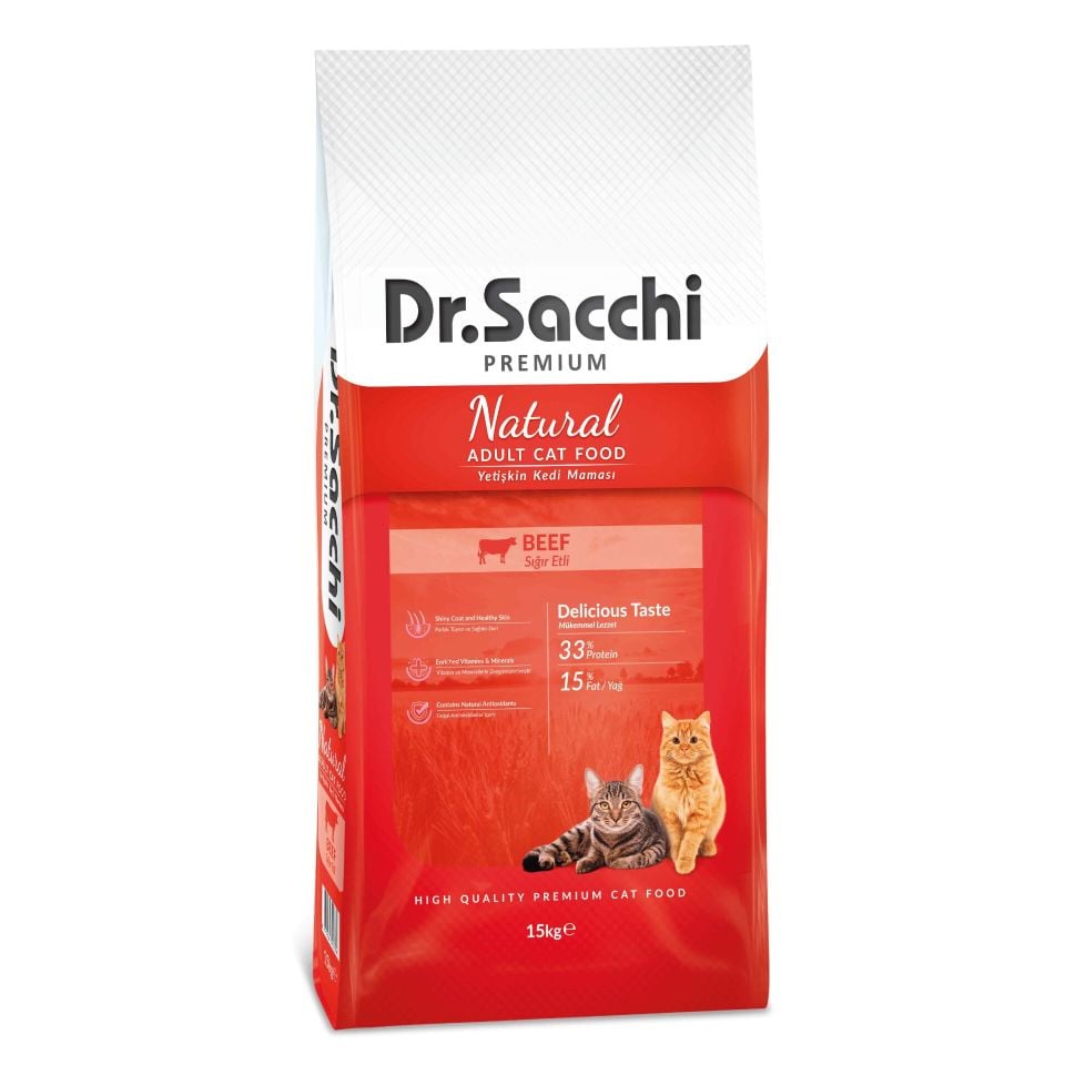 Dr. Sacchi Premium Natural Biftekli Yetişkin Kedi Maması 15 Kg