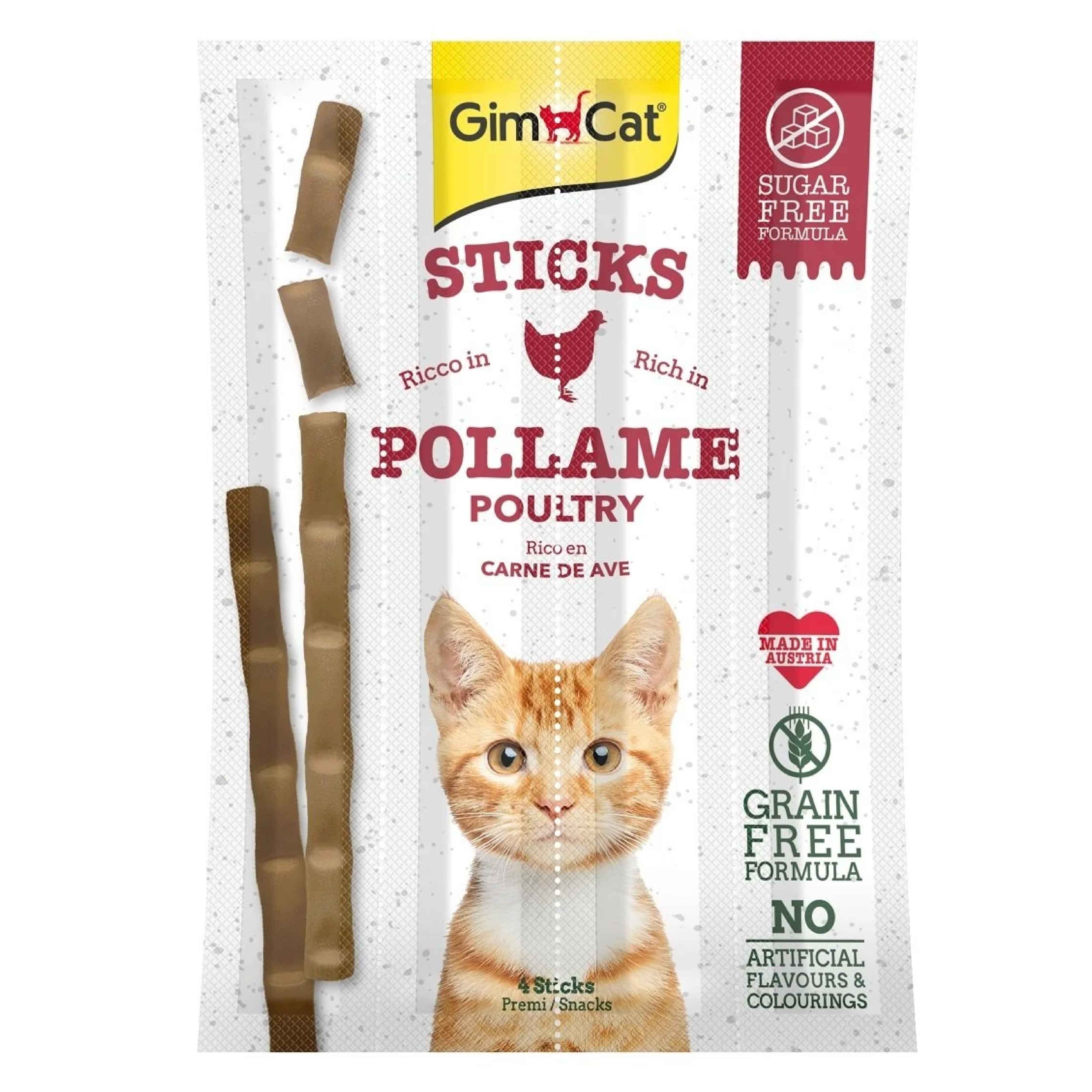 GimCat Sticks Kümes Hayvanı etli TAHILSIZ Ödül Çubukları 20 gr