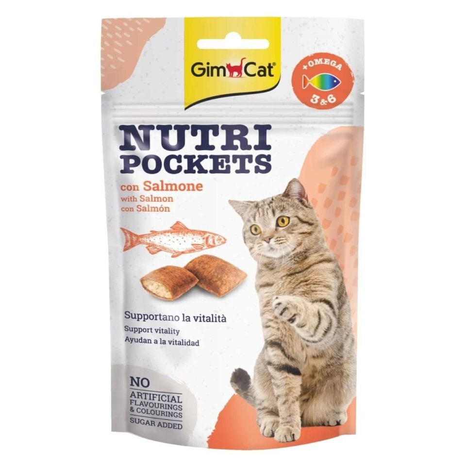 GimCat Nutripockets Somon Balıklı Omega 3 ve Omega 6 Kedi Ödül Maması 60gr