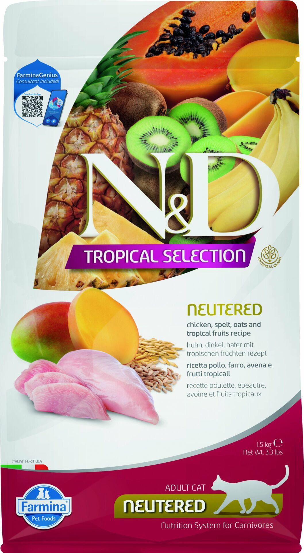 N&D TROPICAL Selection Tavuklu Kısır Kedi Maması 1,5 Kg