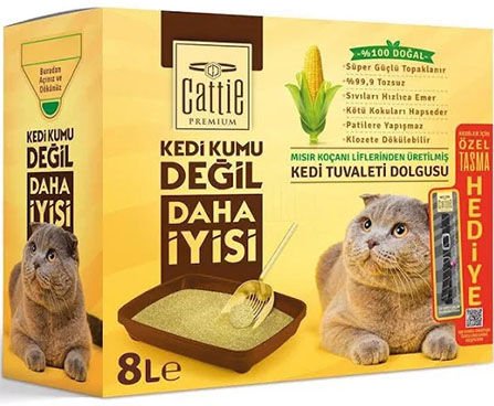 CATTİE SÜPER TOPAKLANAN MISIR KOÇANI KEDİ TUVALETİ DOLGUSU 8LT