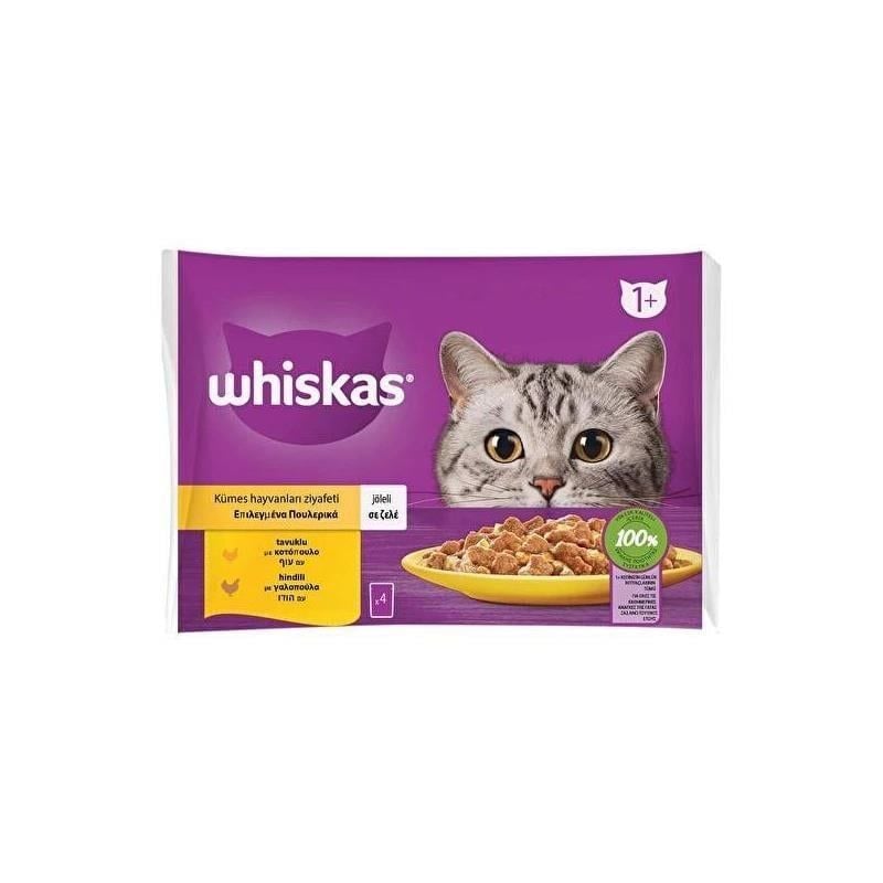 Whiskas Pouch Jöle Tavuklu ve Hindili 4'lü Yetişkin Kedi Yaş Maması 85 Gr