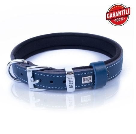 DOGGİE KONFOR DERİ PATİ DESENLİ BOYUN TASMASI ROYALMAVİ 2X35-40CM