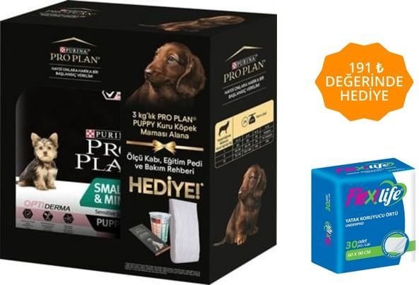 Pro Plan Puppy Small Mini Somonlu Küçük Irk Yavru Köpek Maması 3Kg (Eğitim Pedi ve Mama Ölçüm Kabı Hediyeli)