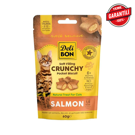 Delibon Crunchy İçi Dolgulu Ödül Bisküvisi Somonlu 60Gr