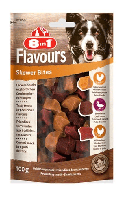 8in1 Flavours Skewer Bites Kuşbaşı Dilimli Çiğneme Köpek Ödülü 100 Gr