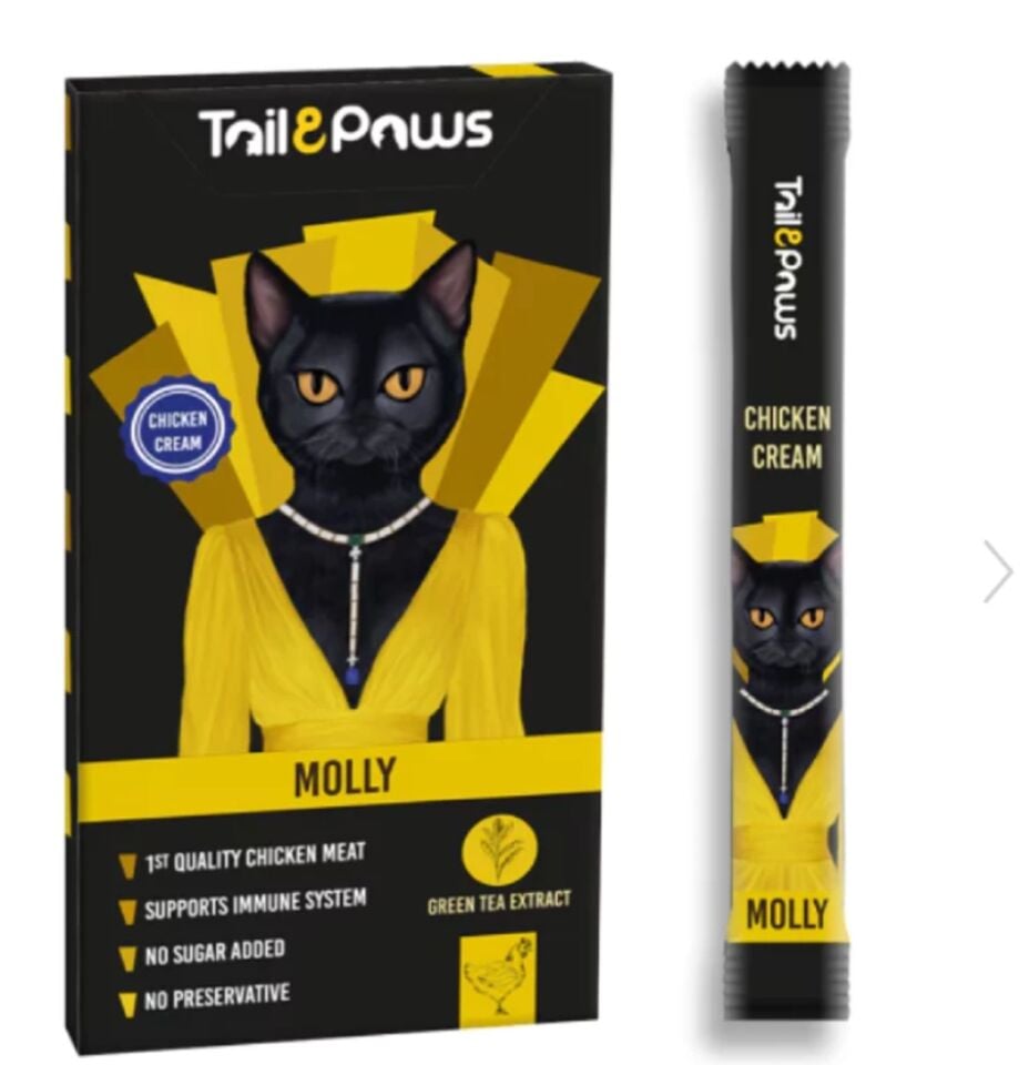 Tail & Paws Molly Tavuklu Şekersiz Sıvı Kedi Ödülü 5X15 Gr