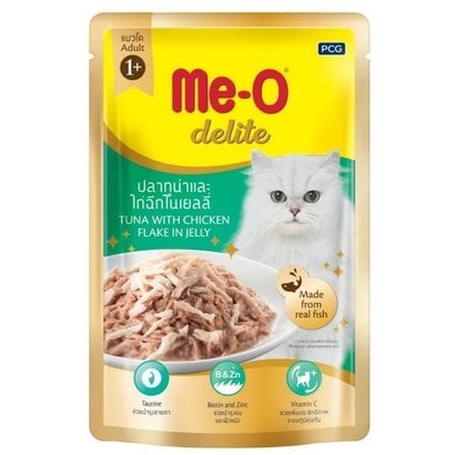 Me-O Delite Pouch Tavuk ve Ton Balıklı Jöleli Kedi Konservesi 70gr