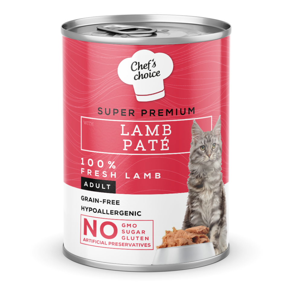 New Chefs Choice Pate Kuzu Etli Tahılsız Ezme Kedi Yaş Maması 400 Gr