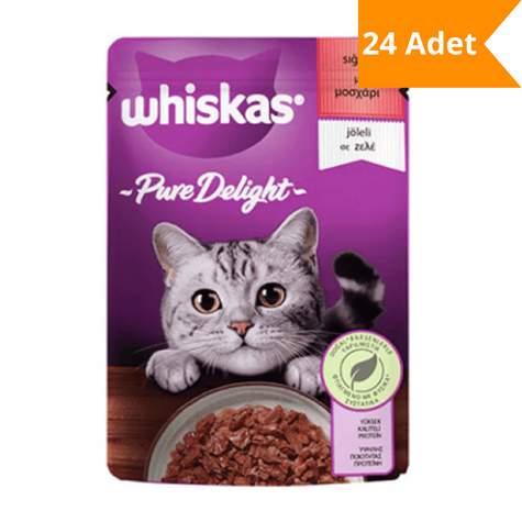 Whiskas Pouch Pure Delight Jöle Sığır Etli Yetişkin Kedi Yaş Maması 24X85 Gr