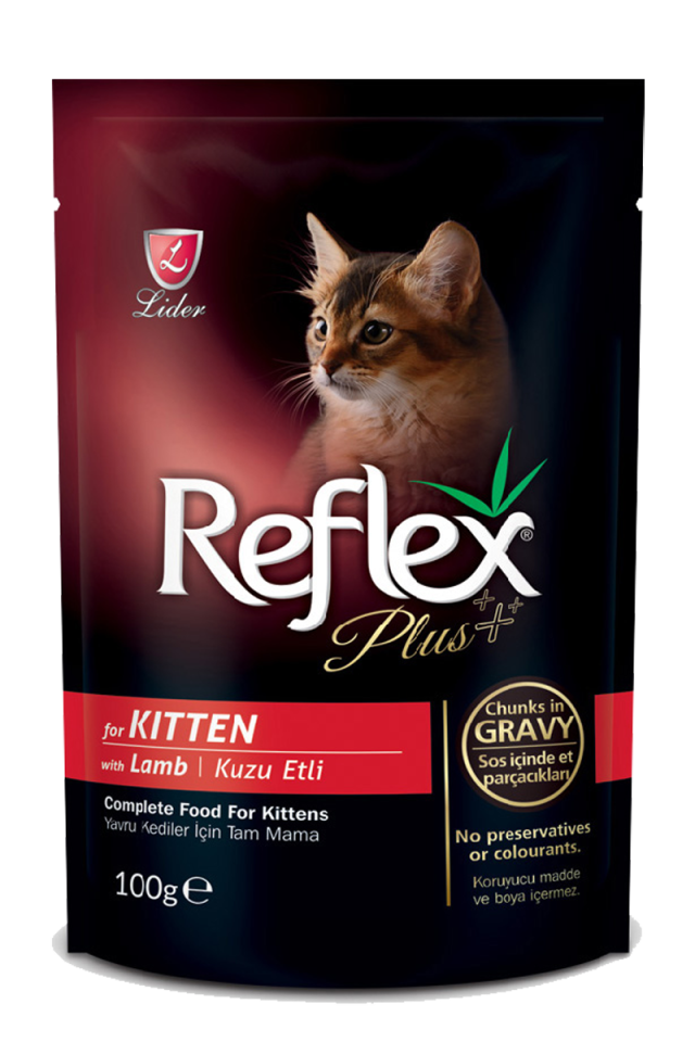 Reflex Plus Pouch Parça Etli Kuzulu Yavru Kedi Konservesi 100 Gr