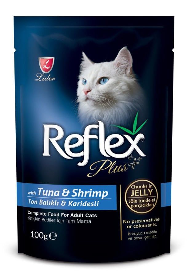 Reflex Plus Pouch Ton Balıklı ve Karidesli Yetişkin Kedi Konservesi 100gr