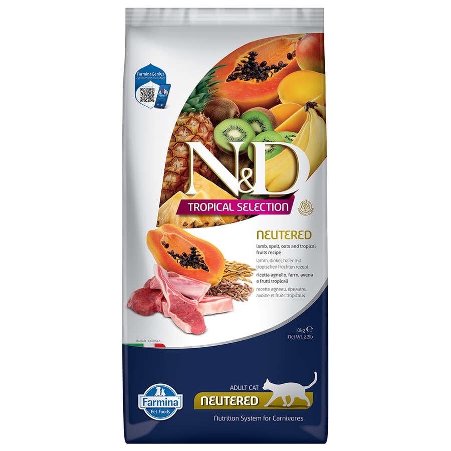 N&D Tropical Selection Kuzu Etli ve Tropikal Meyveli Kısırlaştırılmış Kedi Maması 10 Kg