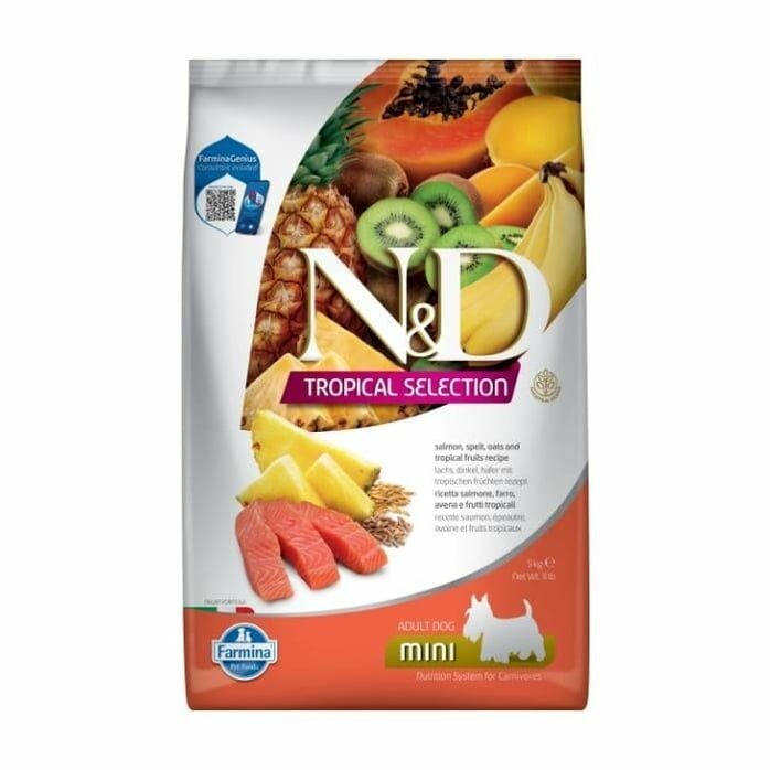 N&D Tropical Selection Somonlu ve Tropikal Meyveli Mini Irk Yetişkin Köpek Maması 5 Kg