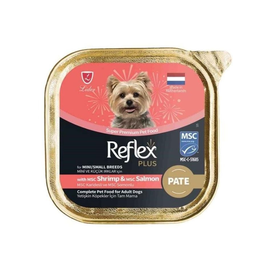 Reflex Plus Pate Karidesli ve Somonlu Küçük Irk Köpek Yaş Maması 85gr