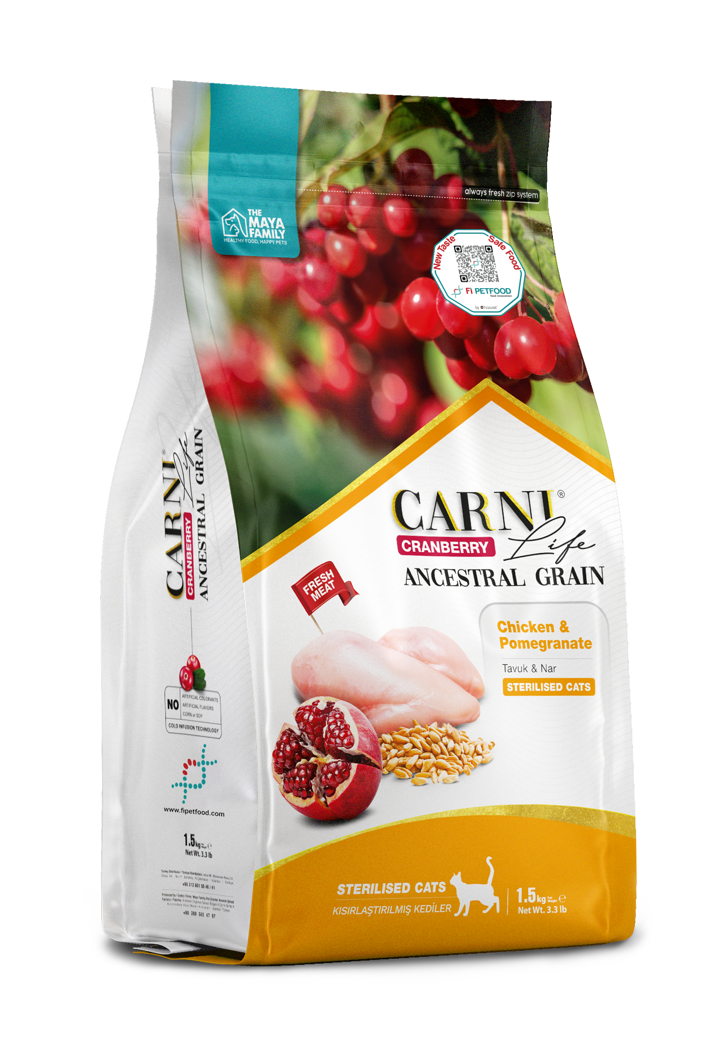 CARNI CARNI LIFE CRANBERRY ANCESTRAL GRAIN KEDI TAVUK &NAR KISIRLASTIRILMIS 10 KG