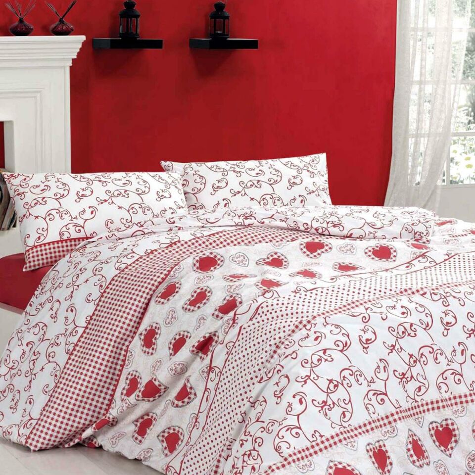 Menderes Home Cotton Collection Ranforce Tek Kişilik Nevresim Takımı Red Bonita Kırmızı