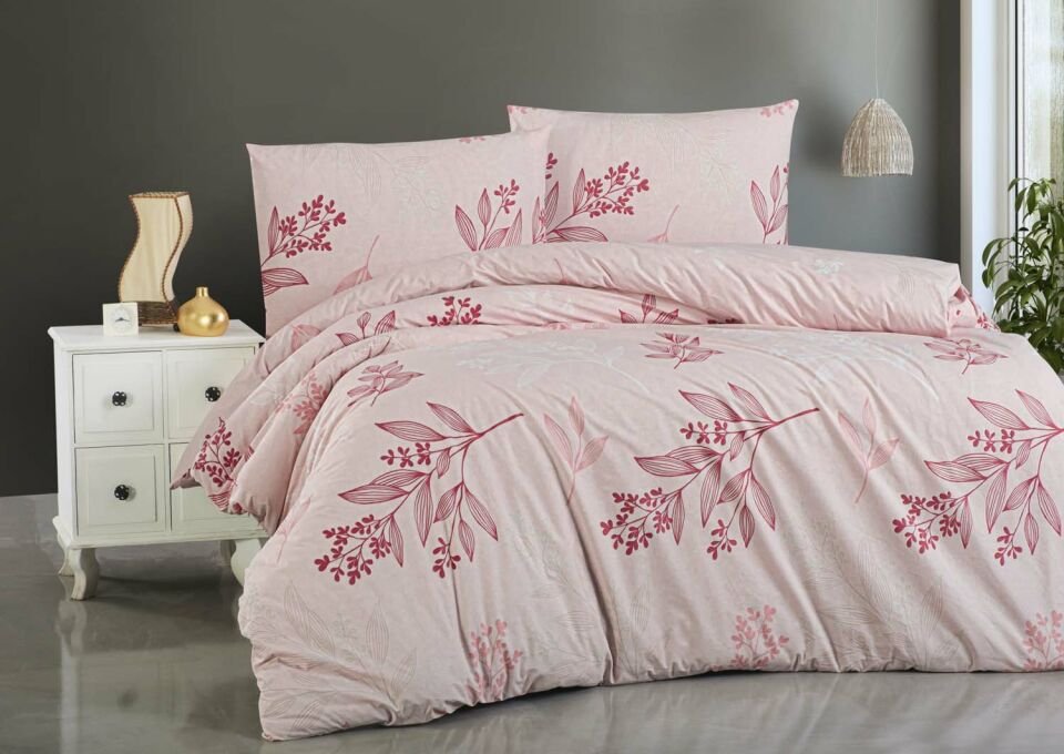 Menderes Home Cotton Collection Ranforce Çift Kişilik Nevresim+Yastık Pale Mauve