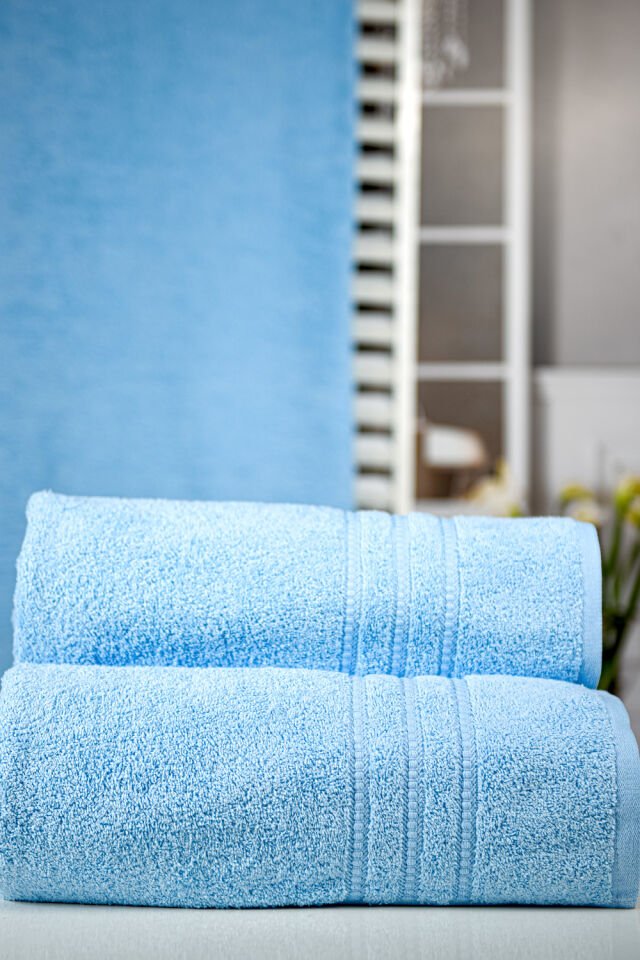 Menderes Home Cotton Collection Bukle Banyo Havlusu Bordürlü Mavi