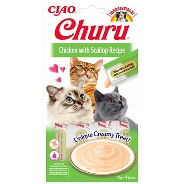 EU105-CİAO CHURU CREAM TAVUKLU VE DENİZ TARAKLI KEDİ ÖDÜL KREMASI 4X14 GR