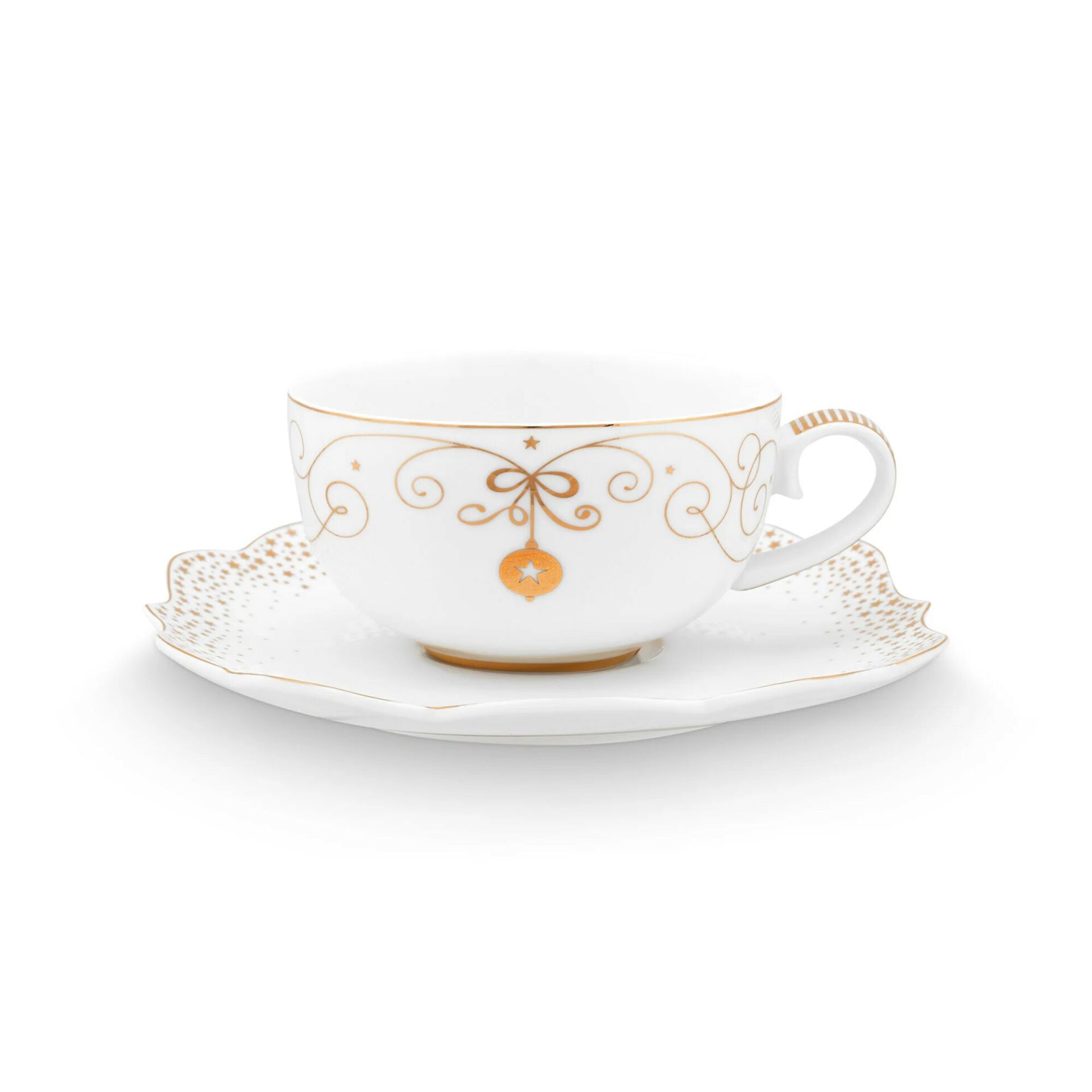 Beyaz Porselen Çay Fincanı 225 ml Royal Gold White Collection by Pip Studio