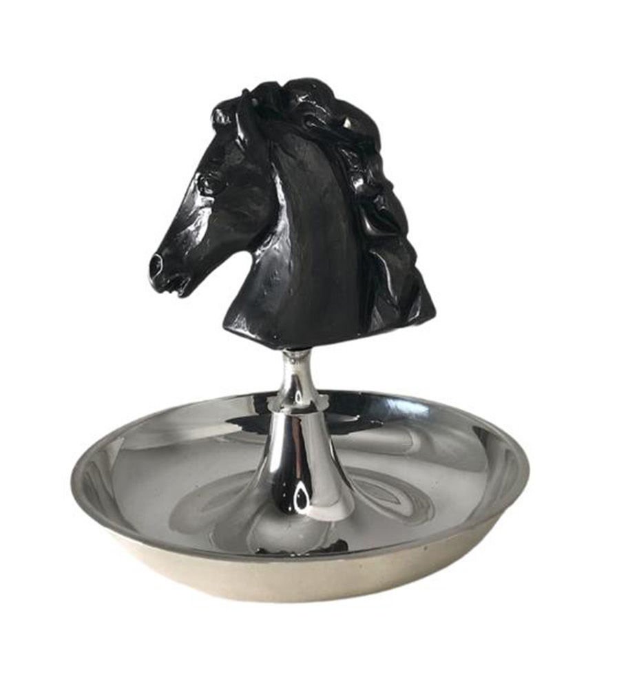 At Figürlü Gümüş Kaplama Servis Tabağı