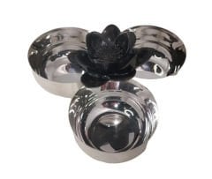 Lotus Flower Collection Silver Plated Three Section Bowl