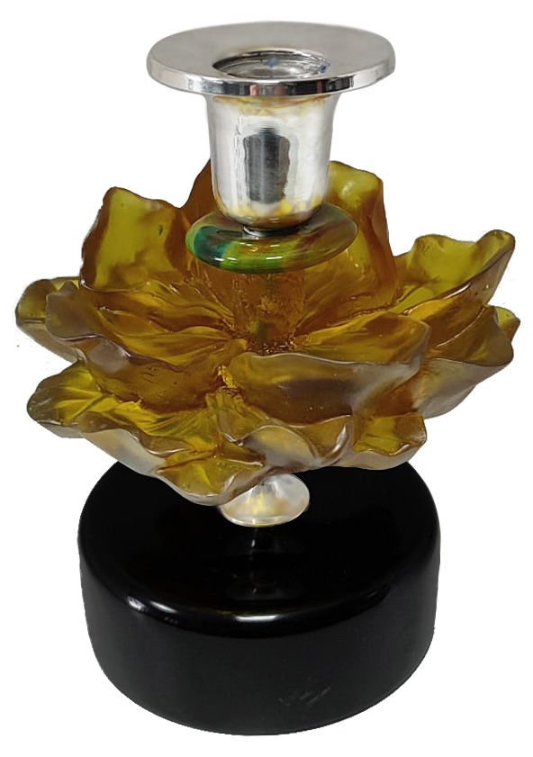 Silver Plated Candlestik with Amber Flower