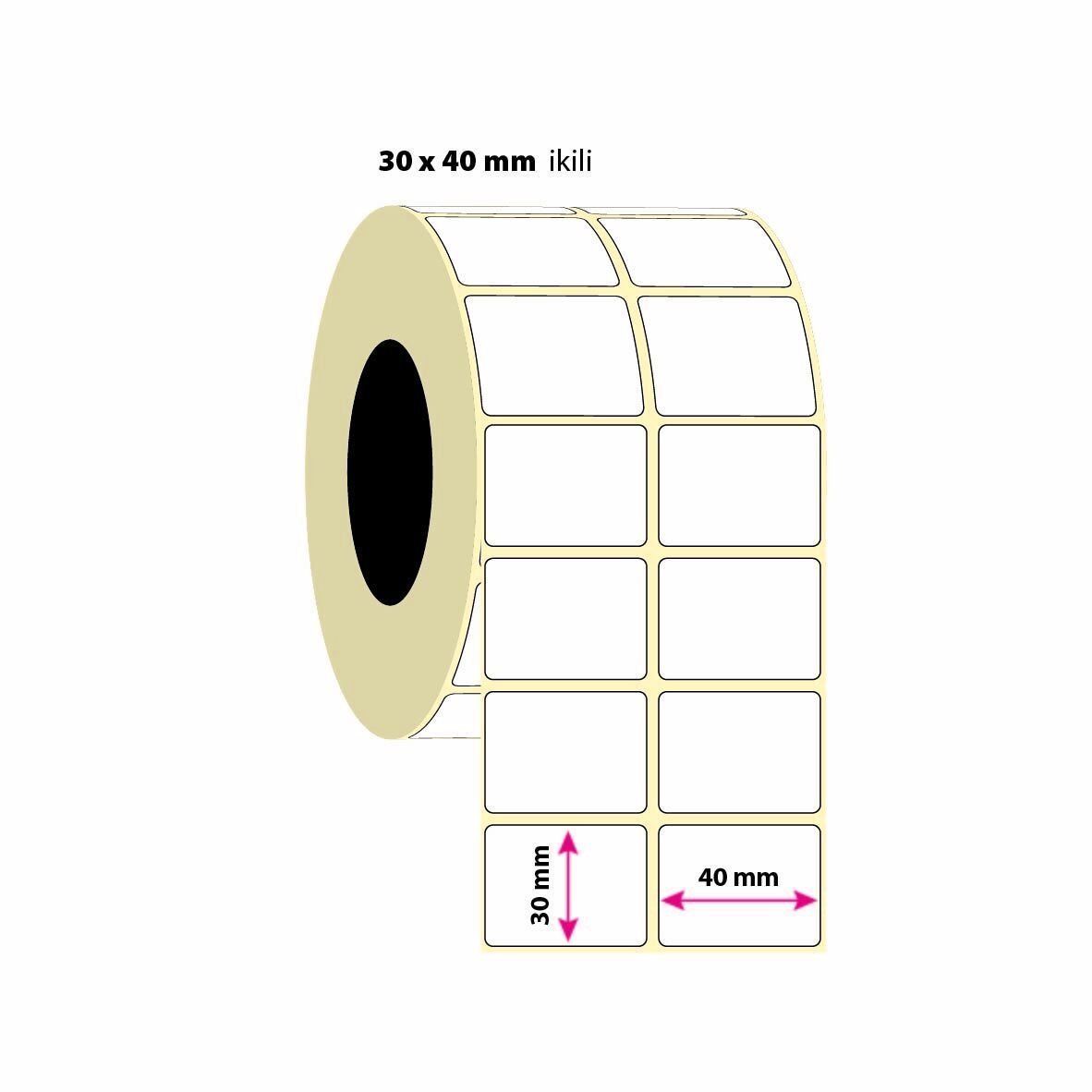 30x40mm İkili PP Opak Etiket 2000 Adet (8687073831853)