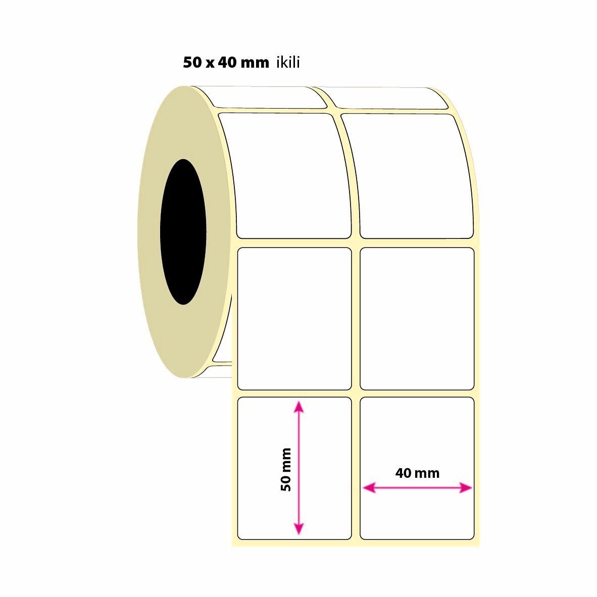 50x40mm İkili PP Opak Etiket 1500 Adet (8687073831858)