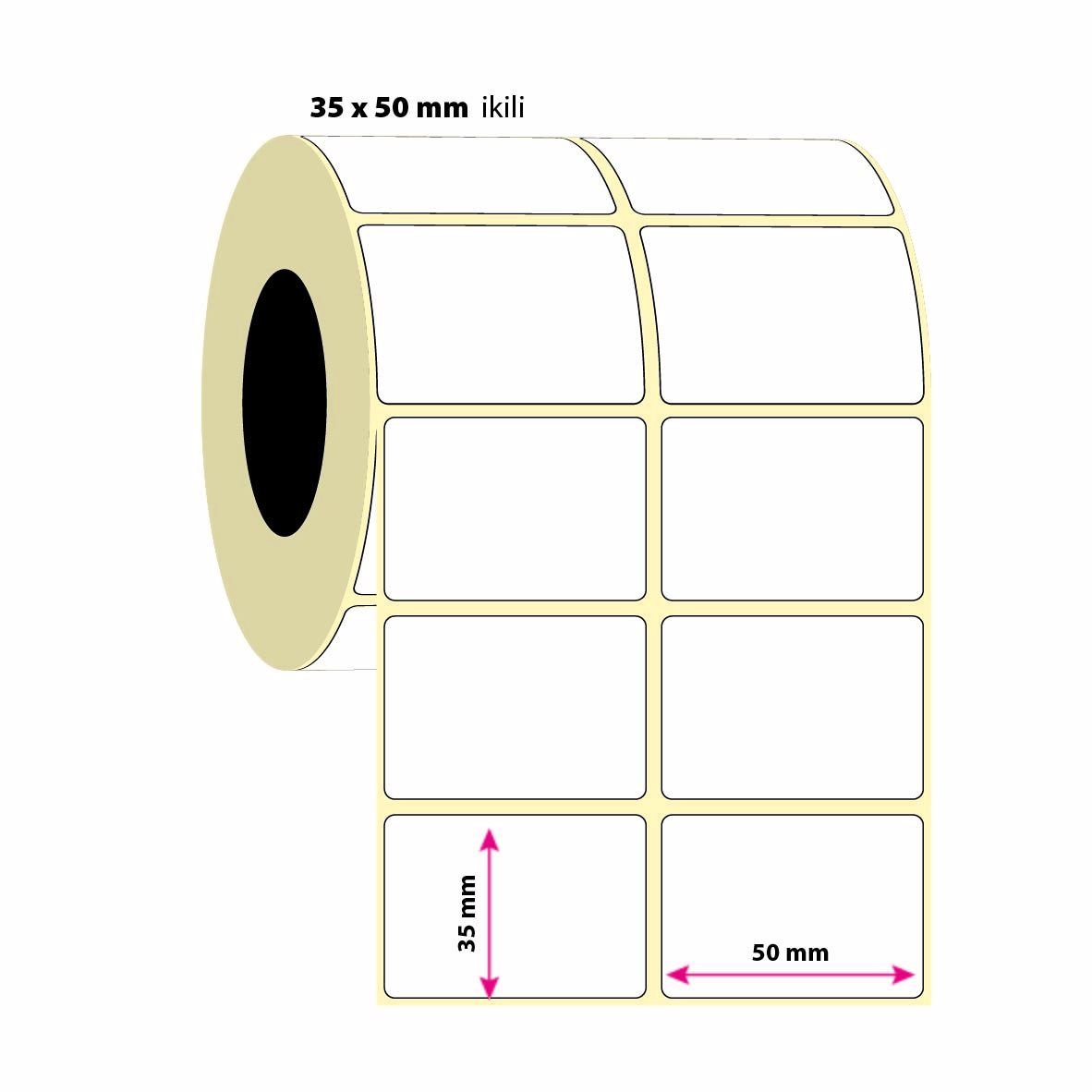 35x50mm İkili Vellum Etiket  2000 Adet (8687073831932)