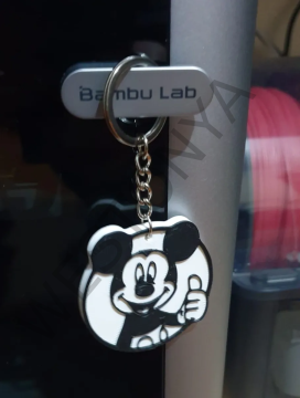 Siyah Beyaz 3D Mickey Mouse Anahtarlık