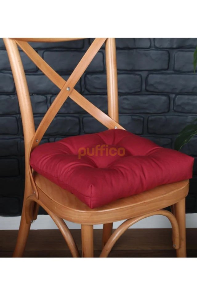 Sandalye Minderi 1'li - Bordo - Pamuklu