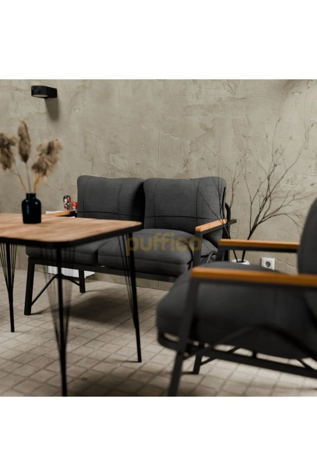 Bahçe Takımı Çay Seti 2+1+1 Koyu Gri