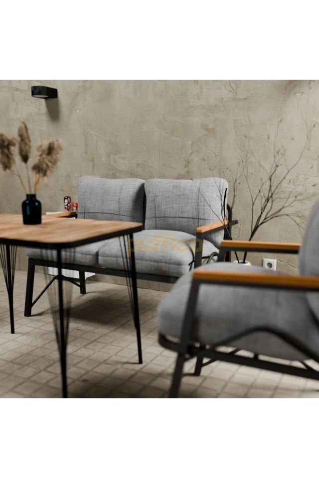 Bahçe Takımı Çay Seti 2+1+1 Açık Gri