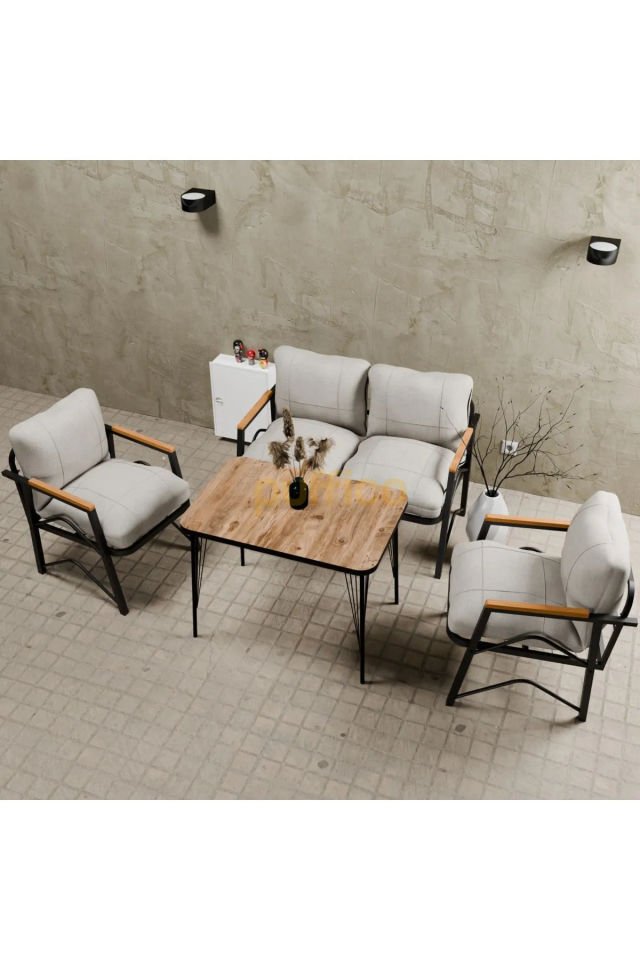 Bahçe Takımı Çay Seti 2+1+1 Bej