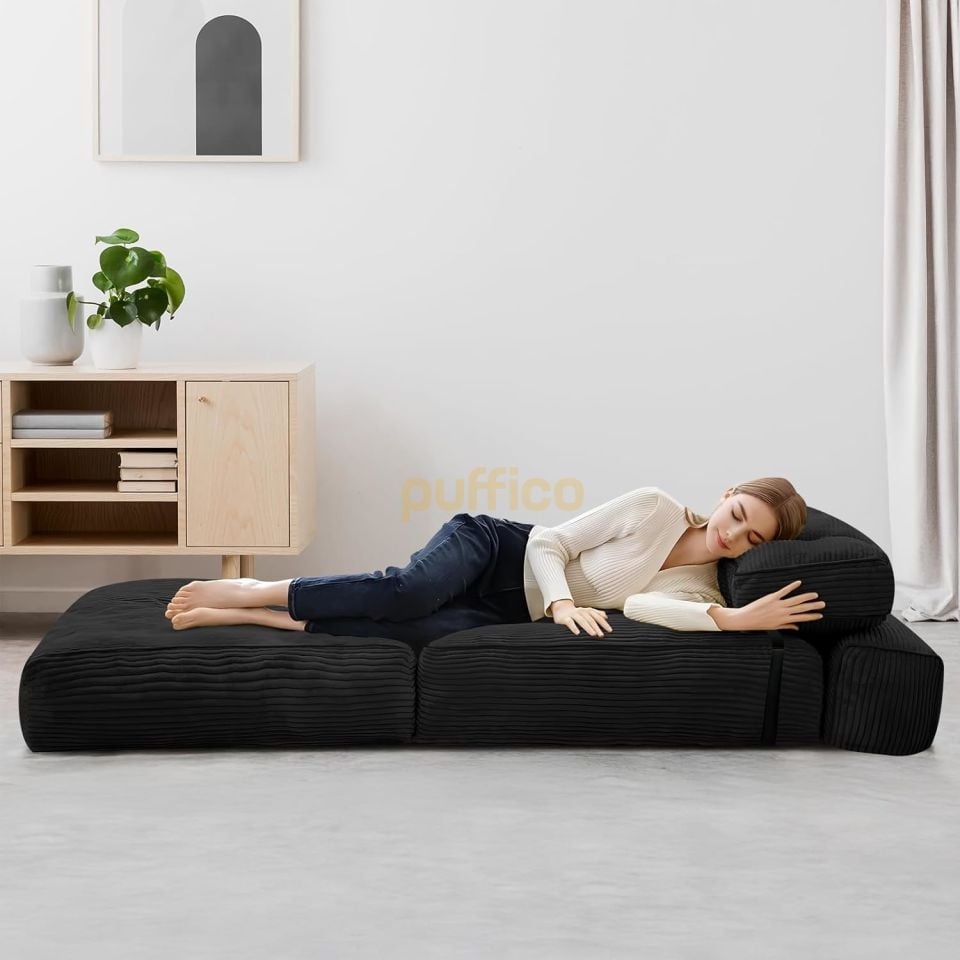 Ergonomik Destekli Katlanabilir Kanepe Yatak, Küçük Alanlar İçin Dönüştürülebilir Yataklı Kanepe siyah