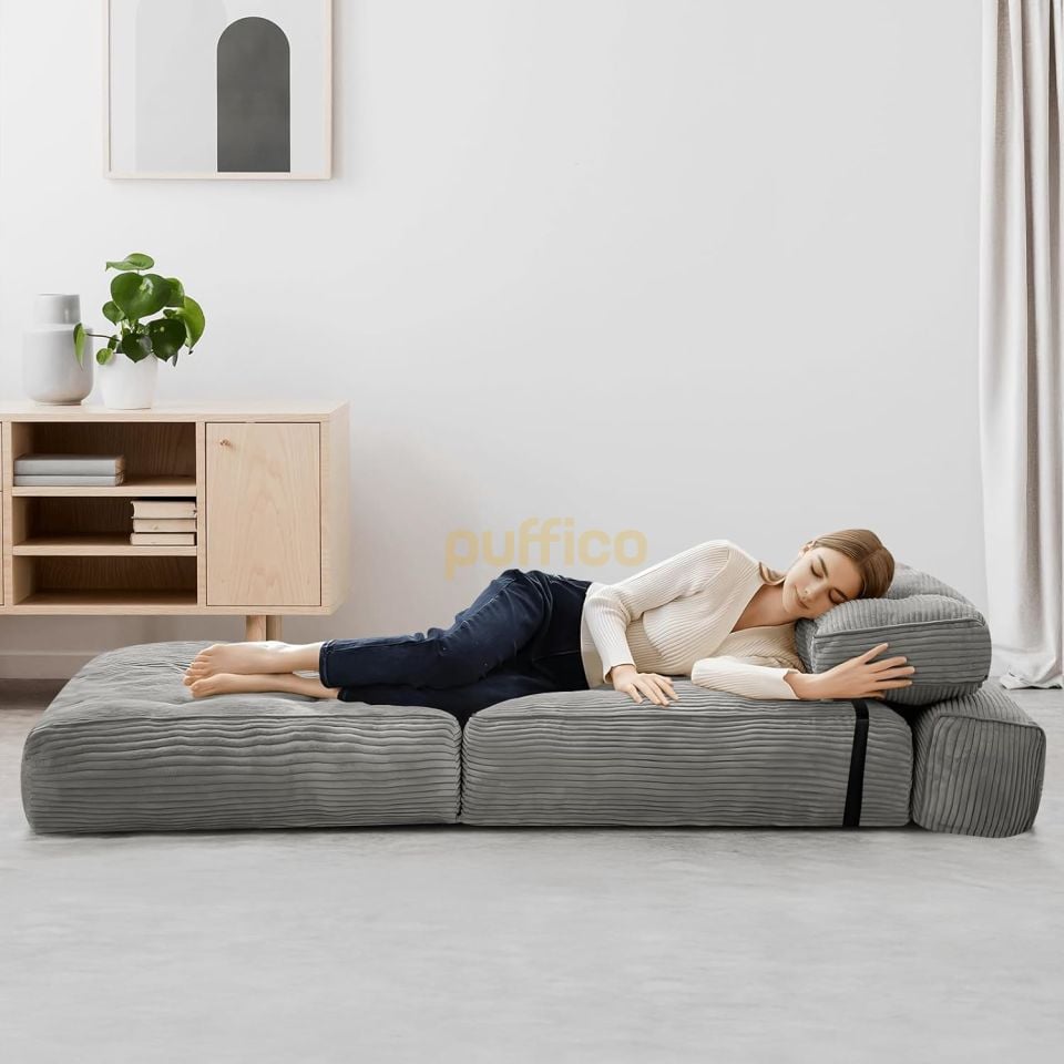 Ergonomik Destekli Katlanabilir Kanepe Yatak, Küçük Alanlar İçin Dönüştürülebilir Yataklı Kanepe gri