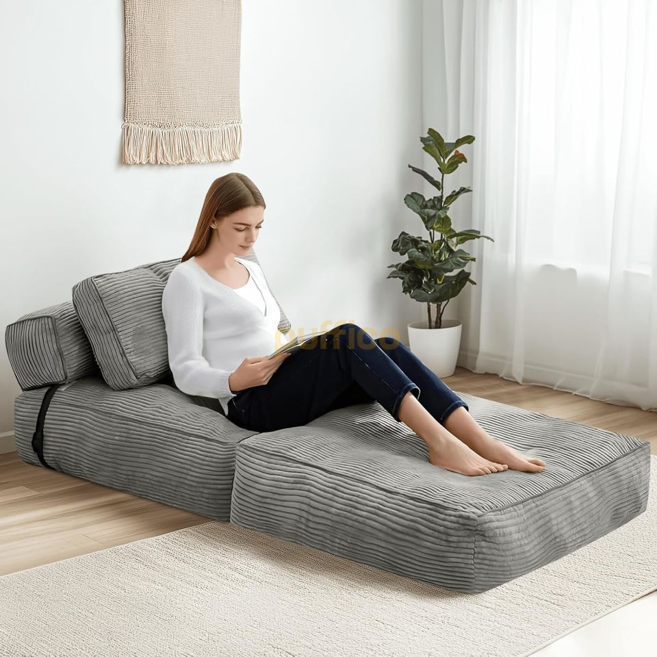 Ergonomik Destekli Katlanabilir Kanepe Yatak, Küçük Alanlar İçin Dönüştürülebilir Yataklı Kanepe gri