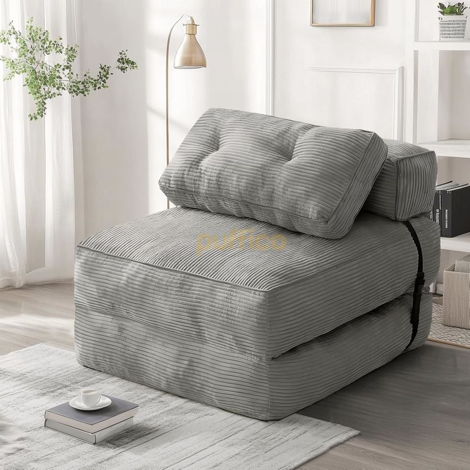 Ergonomik Destekli Katlanabilir Kanepe Yatak, Küçük Alanlar İçin Dönüştürülebilir Yataklı Kanepe gri
