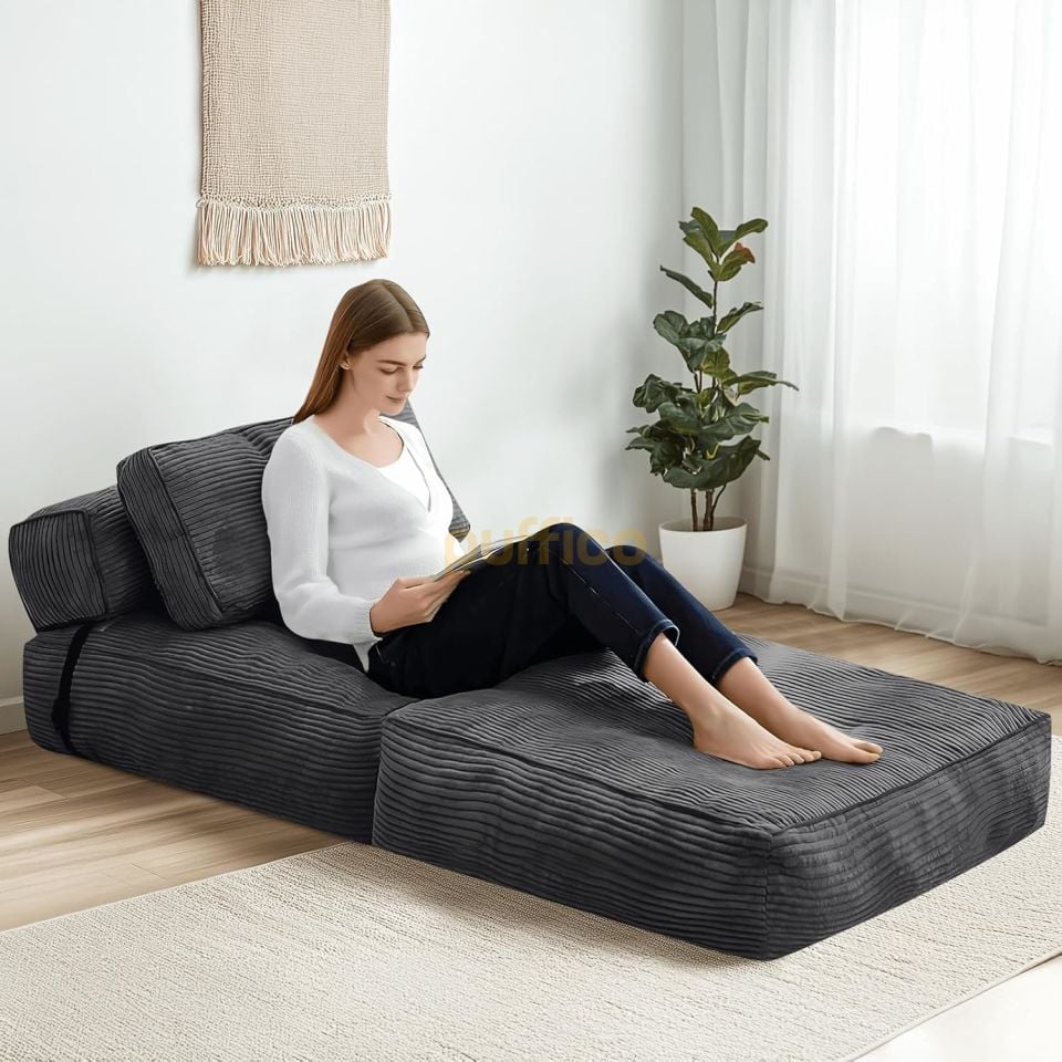 Ergonomik Destekli Katlanabilir Kanepe Yatak, Küçük Alanlar İçin Dönüştürülebilir Yataklı Kanepe antrasit