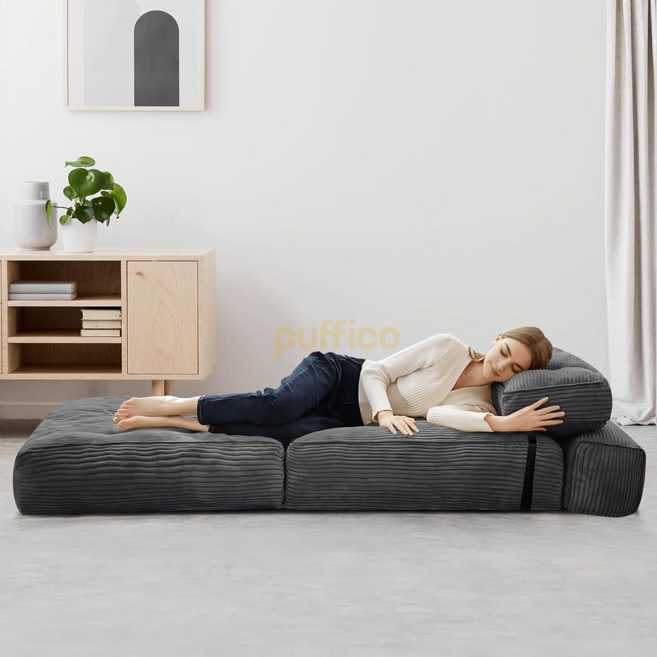 Ergonomik Destekli Katlanabilir Kanepe Yatak, Küçük Alanlar İçin Dönüştürülebilir Yataklı Kanepe antrasit