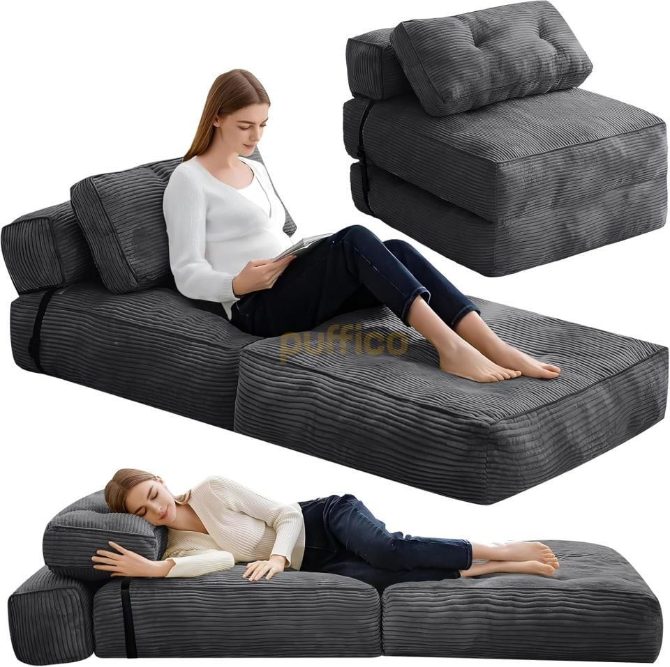 Ergonomik Destekli Katlanabilir Kanepe Yatak, Küçük Alanlar İçin Dönüştürülebilir Yataklı Kanepe antrasit